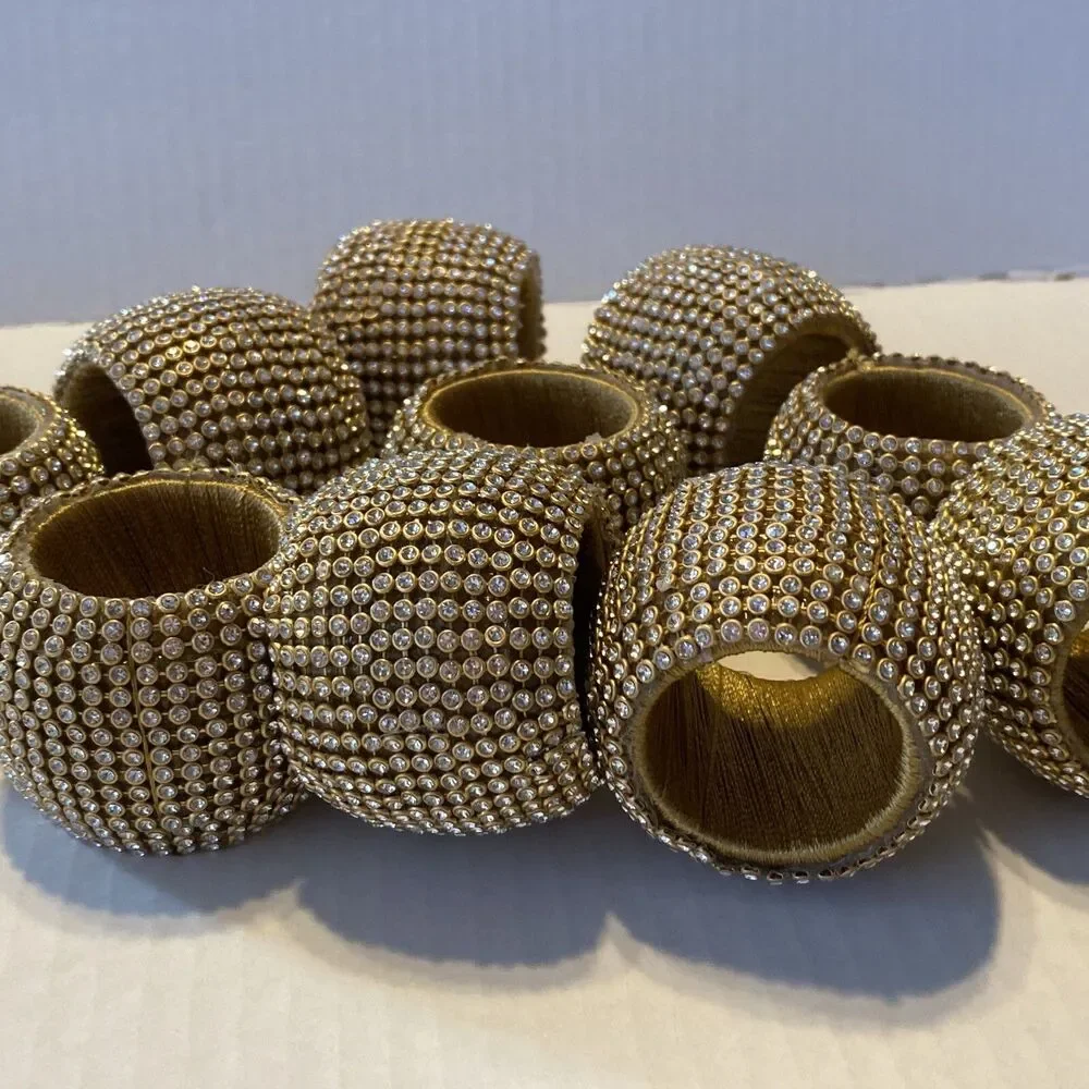 Gold Napkin Rings Set Of 10 Jeweled Napkin Holders Round Napkin Rings Fancy